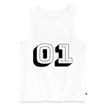 01 - Numéro -Équipe - Débardeur bio Premium Homme - blanc - Devant - Michal (187cm)