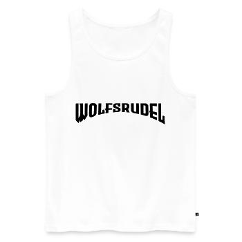 Wolfsrudel Rudel Wolf Schriftzug - Männer Premium Bio Tank Top - Weiß - Vorne - Michal (187cm)