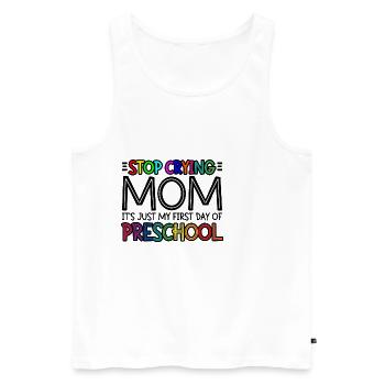 Arrête de pleurer maman, juste mon premier jour de maternelle 3 - Débardeur bio Premium Homme - blanc - Devant - Michal (187cm)