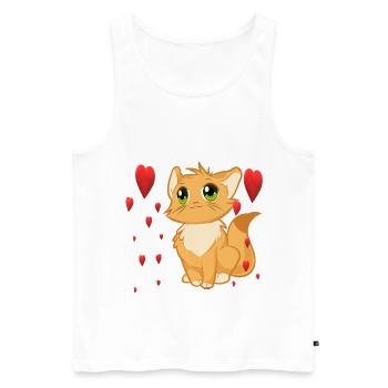 chat doux - Débardeur bio Premium Homme - blanc - Devant - Michal (187cm)