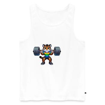 Rainbow Tiger Squatting In The Gym - Männer Premium Bio Tank Top - Weiß - Vorne - Michal (187cm)
