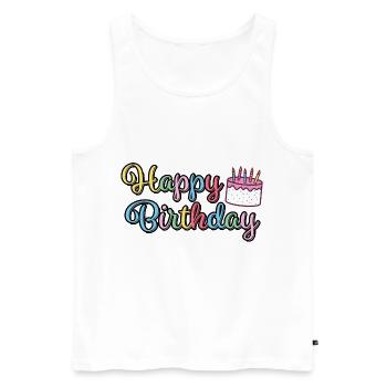 Joyeux anniversaire Joyeux gâteau d’anniversaire - Débardeur bio Premium Homme - blanc - Devant - Michal (187cm)