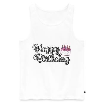 Joyeux gâteau d’anniversaire Birthdy Anniversaire - Débardeur bio Premium Homme - blanc - Devant - Michal (187cm)