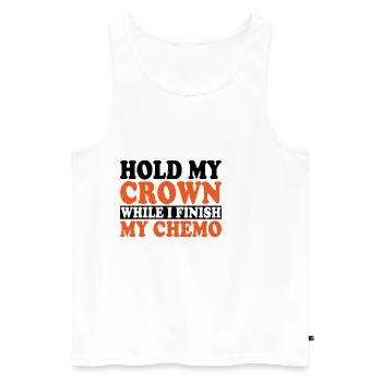 Tenez ma couronne pendant que je termine ma chimio 33 - Débardeur bio Premium Homme - blanc - Devant - Michal (187cm)