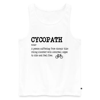 CYCOPATH Vélo de route, vélo de montagne et cadeau - Débardeur bio Premium Homme - blanc - Devant - Michal (187cm)