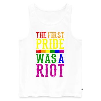 Le premier cadeau de la fierté LGBT Pride Rainbow - Débardeur bio Premium Homme - blanc - Devant - Michal (187cm)