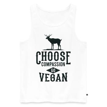 GO VEGAN Cadeau végétarien pour les végétaliens - Débardeur bio Premium Homme - blanc - Devant - AI Model Male 178 light (178cm)