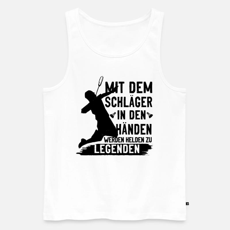 Badminton Platz Spruch, Badminton Geschenk - Männer Premium Bio Tank Top - Weiß