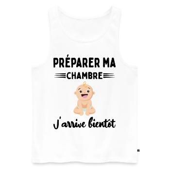 Cadeau Annonce De Grossesse Future Maman Enceinte - Débardeur bio Premium Homme - blanc - Devant - Michal (187cm)