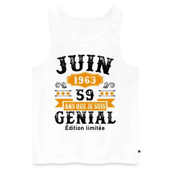 59 Ans Anniversaire Vintage Né(e) en Juin 1963 - Débardeur bio Premium Homme - blanc - Devant - Michal (187cm)