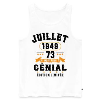 73 Ans Anniversaire Vintage Né(e) en Juillet 1949 - Débardeur bio Premium Homme - blanc - Devant - Michal (187cm)