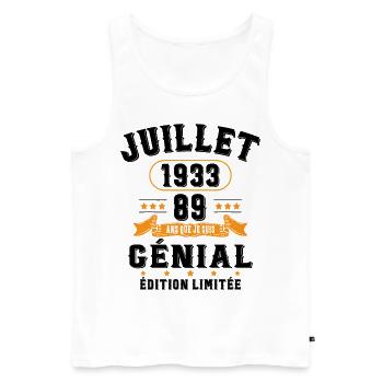 89 Ans Anniversaire Vintage Né(e) en Juillet 1933 - Débardeur bio Premium Homme - blanc - Devant - Michal (187cm)