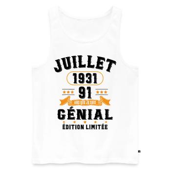 91 Ans Anniversaire Vintage Né(e) en Juillet 1931 - Débardeur bio Premium Homme - blanc - Devant - Michal (187cm)
