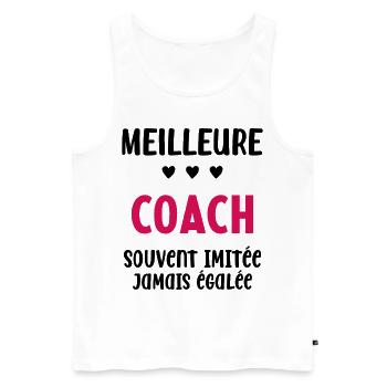 Femme Meilleure Coach Humour entraineuse Cadeau - Débardeur bio Premium Homme - blanc - Devant - Michal (187cm)