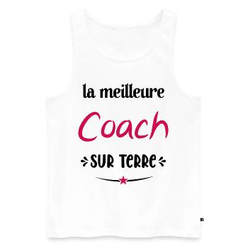 La Meilleure Coach Sur Terre Humour Entraîneuse - Débardeur bio Premium Homme - blanc - Devant - Michal (187cm)