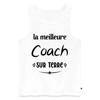 La Meilleure Coach Sur Terre Humour Entraîneuse - Débardeur bio Premium Homme - blanc - Devant - Michal (187cm)
