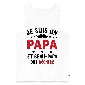 je suis un Papa et un Beau-Papa qui déchire - Débardeur bio Premium Homme - blanc - Devant - Michal (187cm)