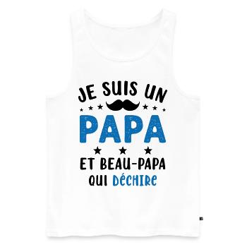 je suis un Papa et un Beau-Papa qui déchire - Débardeur bio Premium Homme - blanc - Devant - Michal (187cm)