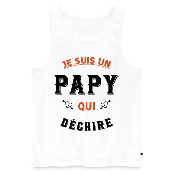 Je suis un papy qui déchire - Débardeur bio Premium Homme - blanc - Devant - Michal (187cm)