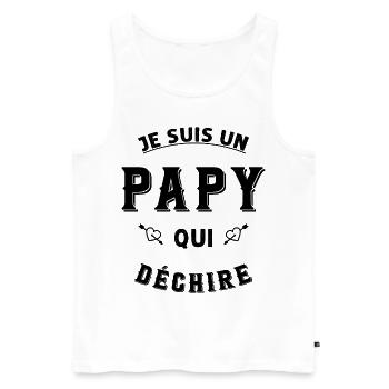 Je suis un papy qui déchire - Débardeur bio Premium Homme - blanc - Devant - Michal (187cm)