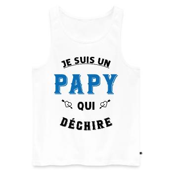 Je suis un papy qui déchire - Débardeur bio Premium Homme - blanc - Devant - Michal (187cm)