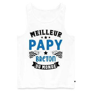Meilleur Papy Breton du Monde - Débardeur bio Premium Homme - blanc - Devant - Michal (187cm)