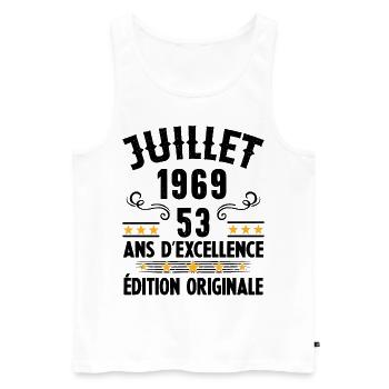 53 Ans Anniversaire Vintage Né(e) en Juillet 1969 - Débardeur bio Premium Homme - blanc - Devant - Michal (187cm)