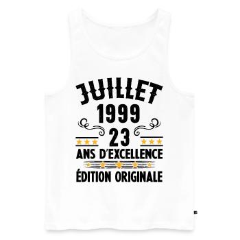 23 Ans Anniversaire Vintage Né(e) en Juillet 1999 - Débardeur bio Premium Homme - blanc - Devant - Michal (187cm)