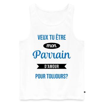 Veux Tu Être Mon Parrain d'amour pour toujours - Débardeur bio Premium Homme - blanc - Devant - Michal (187cm)