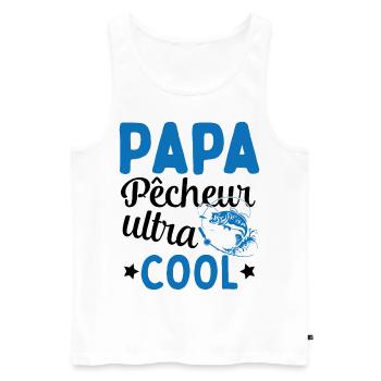 Cadeau Papa pêcheur cadeau fête des pères - Débardeur bio Premium Homme - blanc - Devant - Michal (187cm)