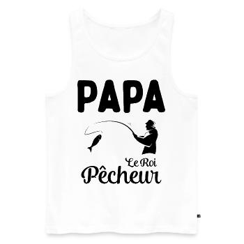 Cadeau Papa Pêcheur Roi de Pêche - Débardeur bio Premium Homme - blanc - Devant - Michal (187cm)