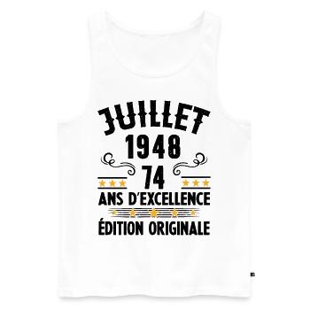 74 Ans Anniversaire Vintage Né(e) en Juillet 1948 - Débardeur bio Premium Homme - blanc - Devant - Michal (187cm)