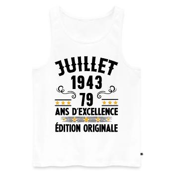 79 Ans Anniversaire Vintage Né(e) en Juillet 1943 - Débardeur bio Premium Homme - blanc - Devant - Michal (187cm)