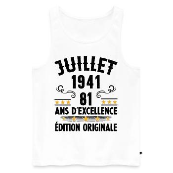 81 Ans Anniversaire Vintage Né(e) en Juillet 1941 - Débardeur bio Premium Homme - blanc - Devant - Michal (187cm)