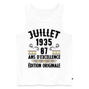 87 Ans Anniversaire Vintage Né(e) en Juillet 1935 - Débardeur bio Premium Homme - blanc - Devant - Michal (187cm)