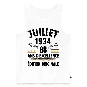 88 Ans Anniversaire Vintage Né(e) en Juillet 1934 - Débardeur bio Premium Homme - blanc - Devant - Michal (187cm)