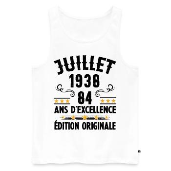 84 Ans Anniversaire Vintage Né(e) en Juillet 1938 - Débardeur bio Premium Homme - blanc - Devant - Michal (187cm)