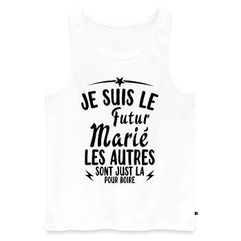 Cadeau de célibataire pour un futur marié - Débardeur bio Premium Homme - blanc - Devant - Michal (187cm)