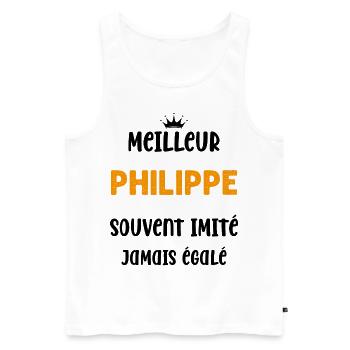 Homme humour prénom super meilleur philippe - Débardeur bio Premium Homme - blanc - Devant - Michal (187cm)