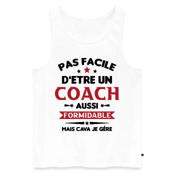 Coach Formidable Idée Cadeau Entraîneur Drôle - Débardeur bio Premium Homme - blanc - Devant - Michal (187cm)