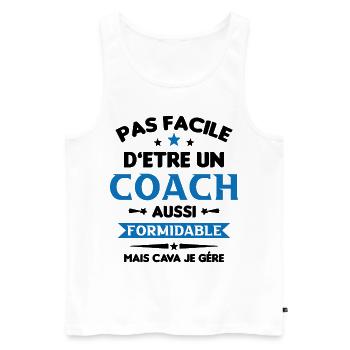 Coach Formidable Idée Cadeau Entraîneur Drôle - Débardeur bio Premium Homme - blanc - Devant - Michal (187cm)