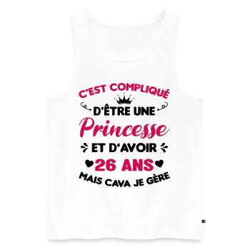 Princesse 26 Ans Anniversaire Idée Cadeau Pink Âge - Débardeur bio Premium Homme - blanc - Devant - Michal (187cm)