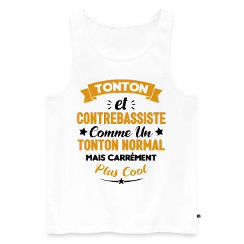 Tonton et Contrebassiste comme un tonton normal - Débardeur bio Premium Homme - blanc - Devant - Michal (187cm)