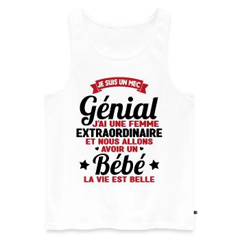 Je suis un mec génial j'ai une femme extraordinair - Débardeur bio Premium Homme - blanc - Devant - Michal (187cm)