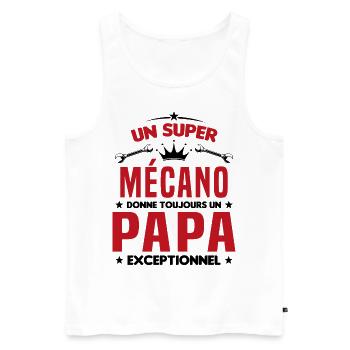 Mécano papa cadeau drôle fête des pères garagiste - Débardeur bio Premium Homme - blanc - Devant - AI Model Male 178 light (178cm)