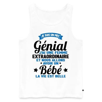 Je suis un mec génial j'ai une femme extraordinair - Débardeur bio Premium Homme - blanc - Devant - Michal (187cm)