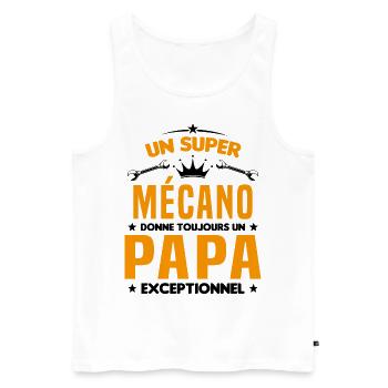 Mécano papa cadeau drôle fête des pères garagiste - Débardeur bio Premium Homme - blanc - Devant - AI Model Male 178 light (178cm)