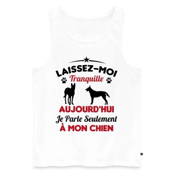 Aujourd'hui Je parle Seulement a Mon Chien - Débardeur bio Premium Homme - blanc - Devant - AI Model Male 178 light (178cm)