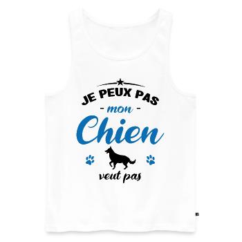 je peux pas mon chien veut pas - Débardeur bio Premium Homme - blanc - Devant - Michal (187cm)
