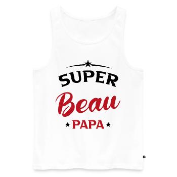 Beau-père Cadeau Super beau papa - Débardeur bio Premium Homme - blanc - Devant - Michal (187cm)